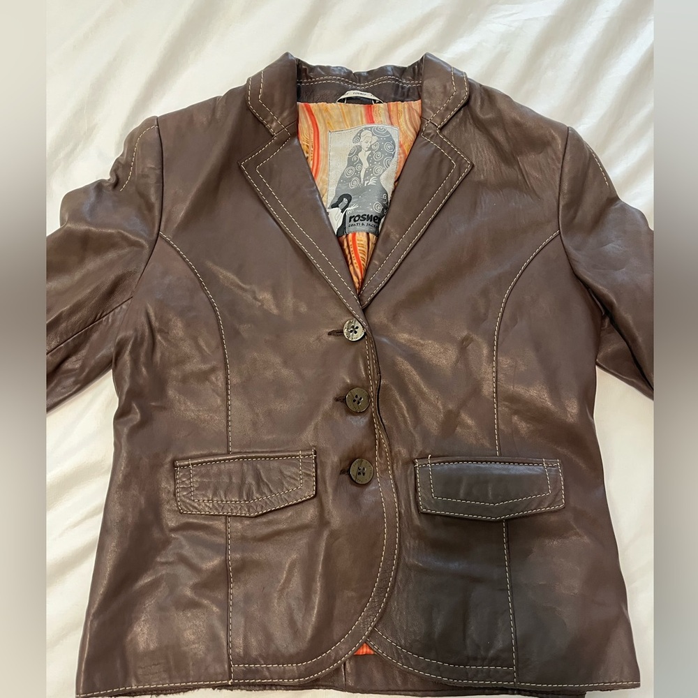 Brown leather blazer